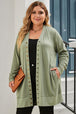 Snap Up V-Neck Long Sleeve Cardigan with Pockets Trendsi