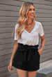 Paperbag Waist Belted Pocket Shorts Trendsi