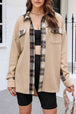 Plaid Button Down Collared Jacket Trendsi