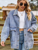 Dropped Shoulder Denim Jacket with Pockets Bazaarbey