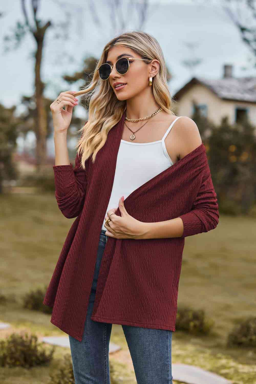 Open Front Long Sleeve Cardigan Bazaarbey