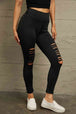  Wide Waistband Distressed Slim Fit Leggings Bazaarbey