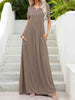 Round Neck Short Sleeve Maxi Dress with Pockets -BazaarBey - www.shopbazaarbey.com