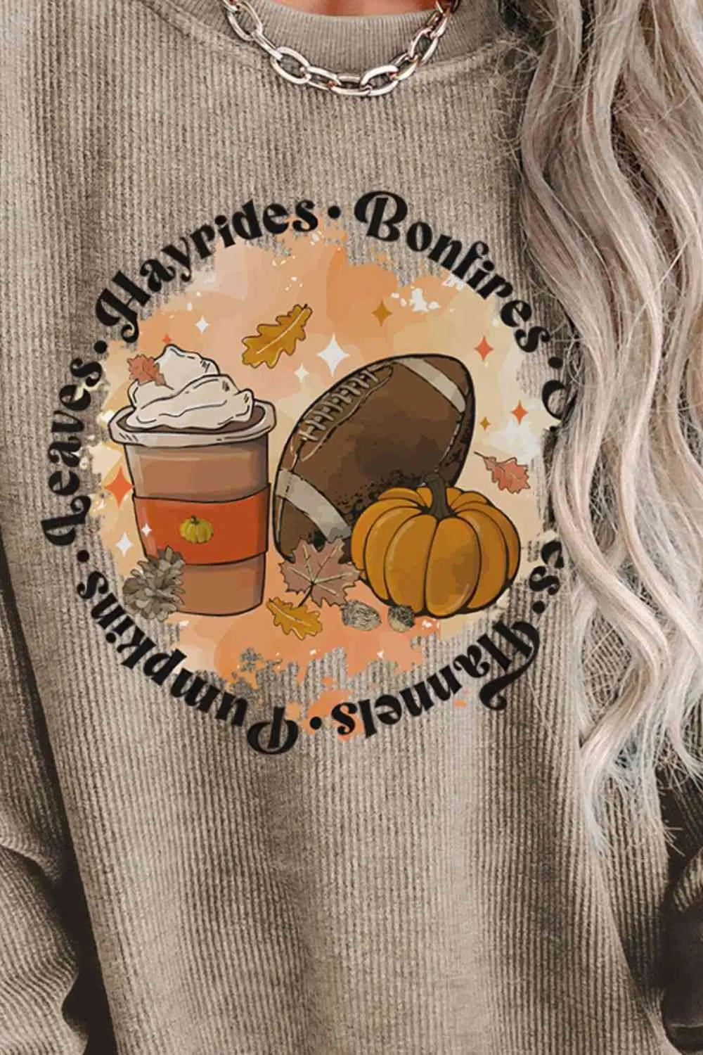 Graphic Dropped Shoulder Sweatshirt Trendsi
