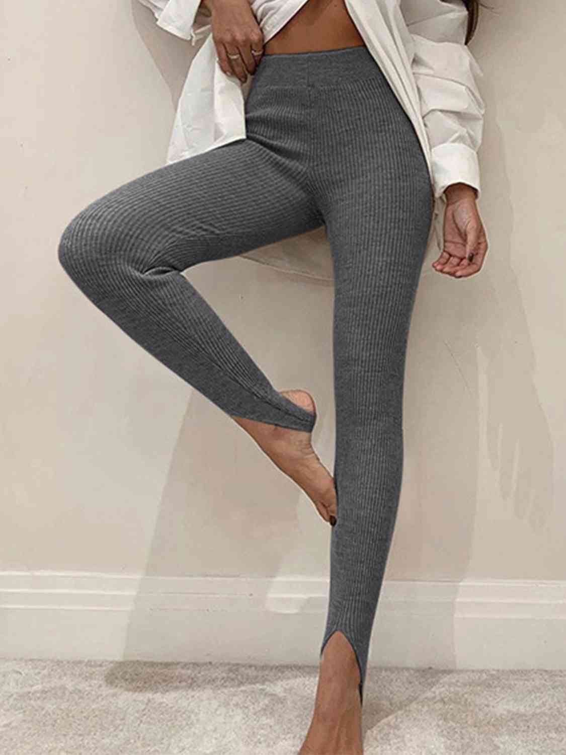 Ribbed Mid Waist Leggings Bazaarbey