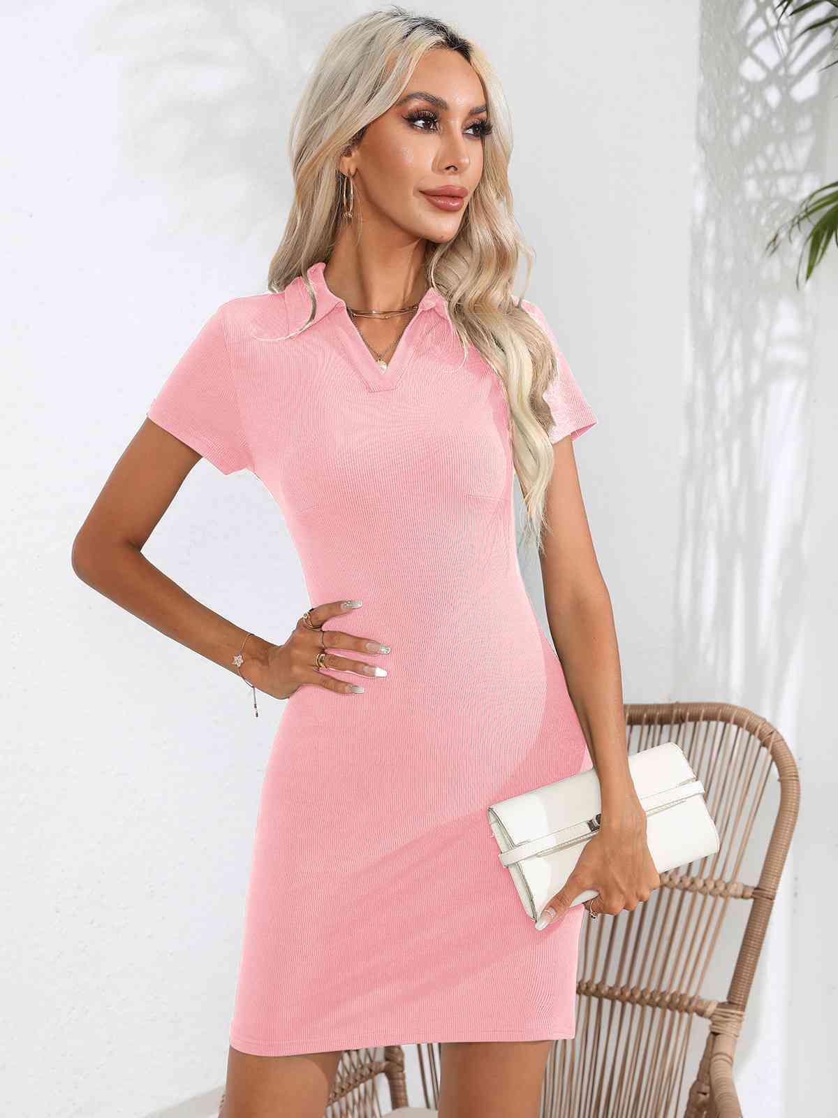  Short Sleeve Bodycon Dress -BazaarBey - www.shopbazaarbey.com
