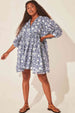 Floral Tie Neck Lantern Sleeve Dress -BazaarBey - www.shopbazaarbey.com