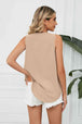 Contrast Trim Plunge Sleeveless Blouse Bazaarbey