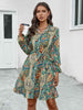 Printed Collared Neck Long Sleeve Dress -BazaarBey - www.shopbazaarbey.com