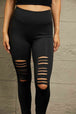  Wide Waistband Distressed Slim Fit Leggings Bazaarbey
