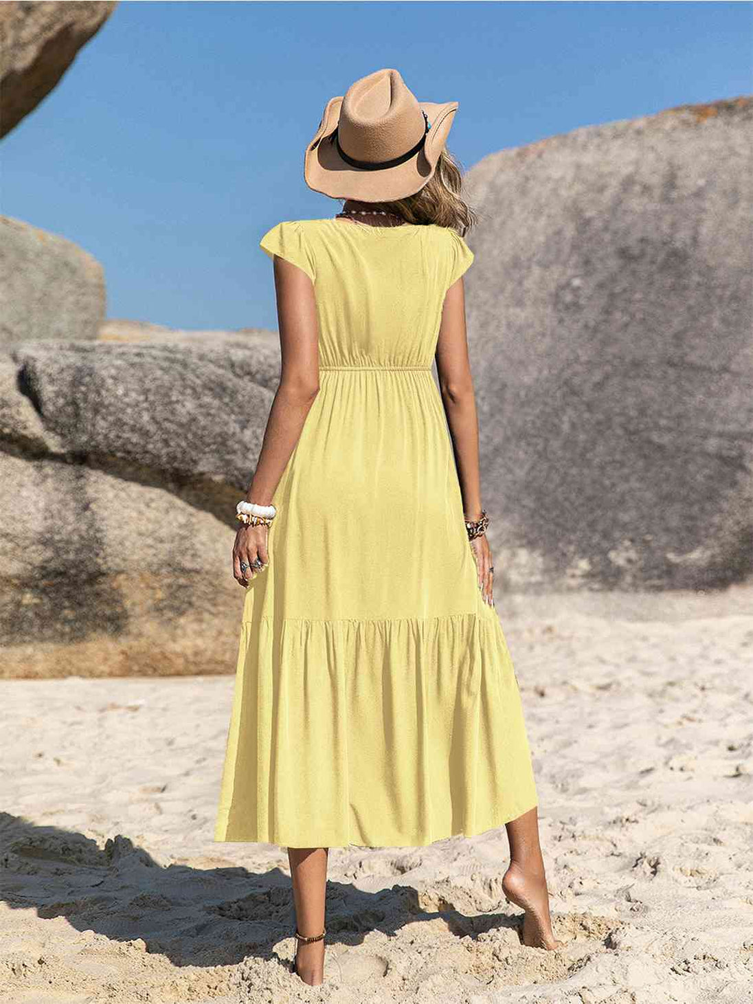 Embroidered Square Neck Ruffle Hem Dress -BazaarBey - www.shopbazaarbey.com