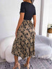 Printed Round Neck Pleated Dress -BazaarBey - www.shopbazaarbey.com