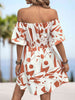 Printed Off-Shoulder Smocked Waist Dress -BazaarBey - www.shopbazaarbey.com