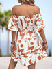 Printed Off-Shoulder Smocked Waist Dress -BazaarBey - www.shopbazaarbey.com