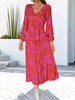 Floral V-Neck Long Sleeve Dress -BazaarBey - www.shopbazaarbey.com