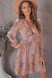 Floral Deep V Flounce Sleeve Mini Dress -BazaarBey - www.shopbazaarbey.com