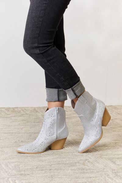  Rhinestone Ankle Cowboy Boots Trendsi