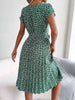  Floral Pleated Belted Dress -BazaarBey - www.shopbazaarbey.com
