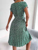 Floral Pleated Belted Dress -BazaarBey - www.shopbazaarbey.com