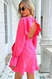 Round Neck Flounce Sleeve Ruffle Hem Mini Dress -BazaarBey - www.shopbazaarbey.com