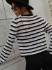 Striped  Long-Sleeve Knit Pullover Trendsi