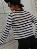 Striped  Long-Sleeve Knit Pullover Trendsi