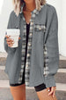 Plaid Button Down Collared Jacket Trendsi