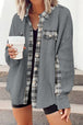 Plaid Button Down Collared Jacket Trendsi