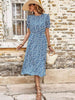 Floral Round Neck Split Midi Dress -BazaarBey - www.shopbazaarbey.com