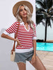 BazaarBey Striped  Half Sleeve Knit Top 