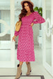 Printed Long Sleeve Midi Dress -BazaarBey - www.shopbazaarbey.com