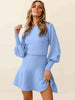 Round Neck Lantern Sleeve Sweater Dress Bazaarbey