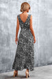 Printed V-Neck Tie Waist Maxi Dress Bazaarbey