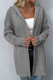 BazaarBey Cable-Knit Dropped Shoulder Hooded Cardigan Bazaarbey