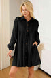 Buttoned Collared Neck Dropped Shoulder Mini Dress -BazaarBey - www.shopbazaarbey.com