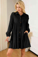 Buttoned Collared Neck Dropped Shoulder Mini Dress -BazaarBey - www.shopbazaarbey.com