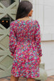 Floral Smocked V-Neck Flounce Sleeve Dress -BazaarBey - www.shopbazaarbey.com