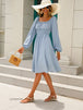 Off-Shoulder Balloon Sleeve Smocked Dress -BazaarBey - www.shopbazaarbey.com