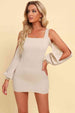Square Neck Split Sleeve Mini Dress -BazaarBey - www.shopbazaarbey.com