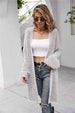 Herringbone Pattern Open Front Longline Fuzzy Cardigan Trendsi