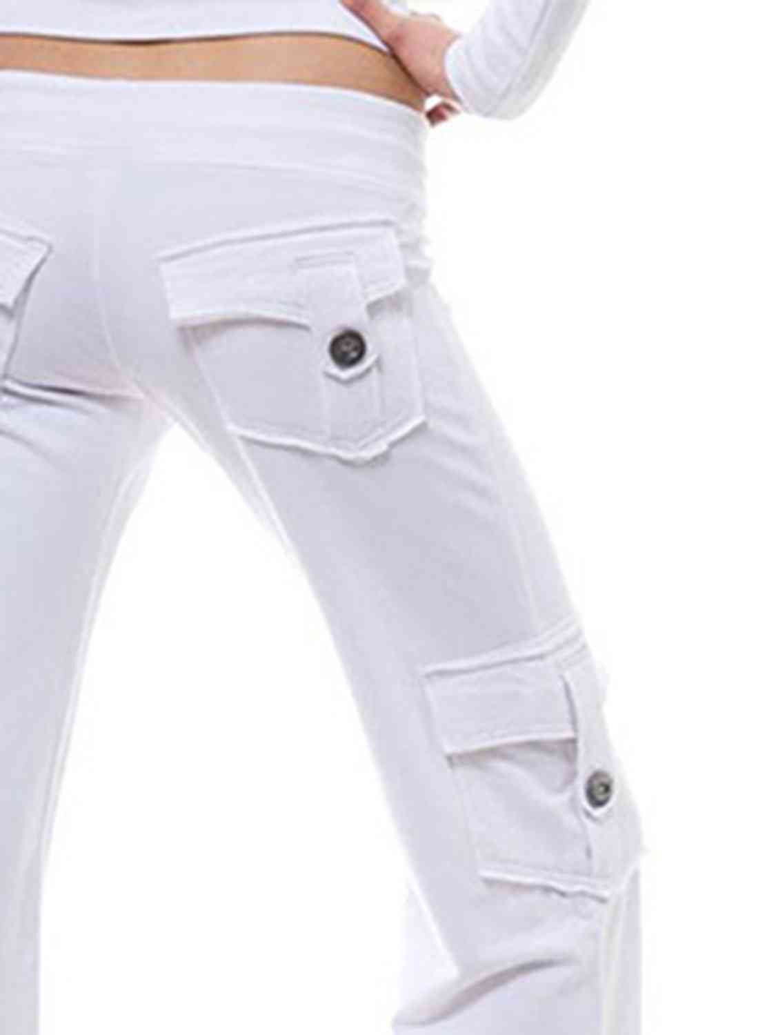 Mid Waist Pants with Pockets Bazaarbey