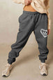    Drawstring Heart Graphic Long Sweatpants Bazaarbey