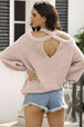 Ribbed Long Sleeve Cold Shoulder Knit Top Bazaarbey