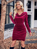 Cowl Neck Tulip Hem Dress -BazaarBey - www.shopbazaarbey.com