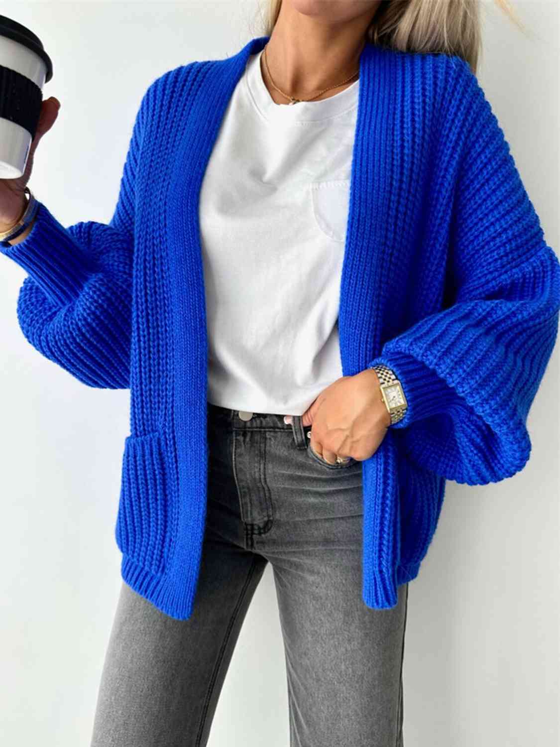 Open Front Dropped Shoulder Cardigan Bazaarbey