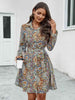 Printed Collared Neck Long Sleeve Dress -BazaarBey - www.shopbazaarbey.com
