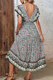  Floral Ruffled Plunge Dress -BazaarBey - www.shopbazaarbey.com