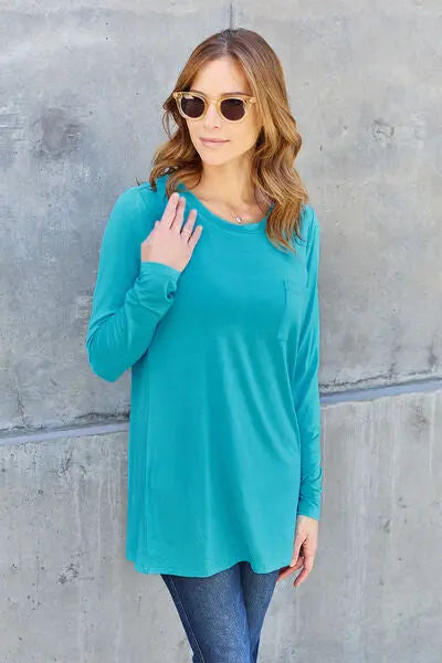  Full Size Round Neck Long Sleeve Top Trendsi