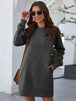 Round Neck Long Sleeve Mini Dress with Pockets -BazaarBey - www.shopbazaarbey.com