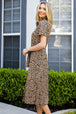 Animal Print Short Sleeve Belted Dress -BazaarBey - www.shopbazaarbey.com
